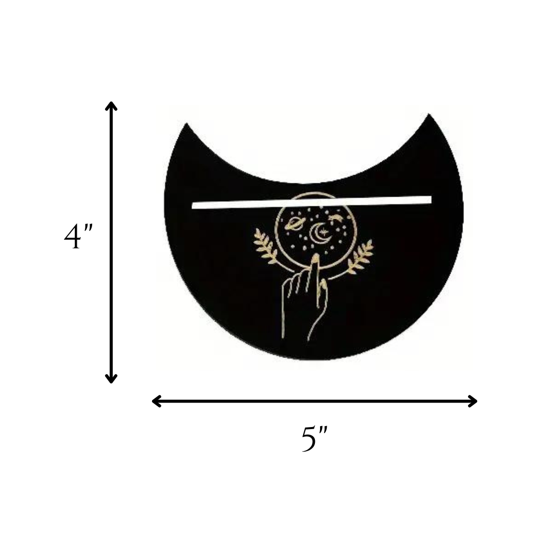 Galactic Connection Wooden Tarot Card Crescent Holder
