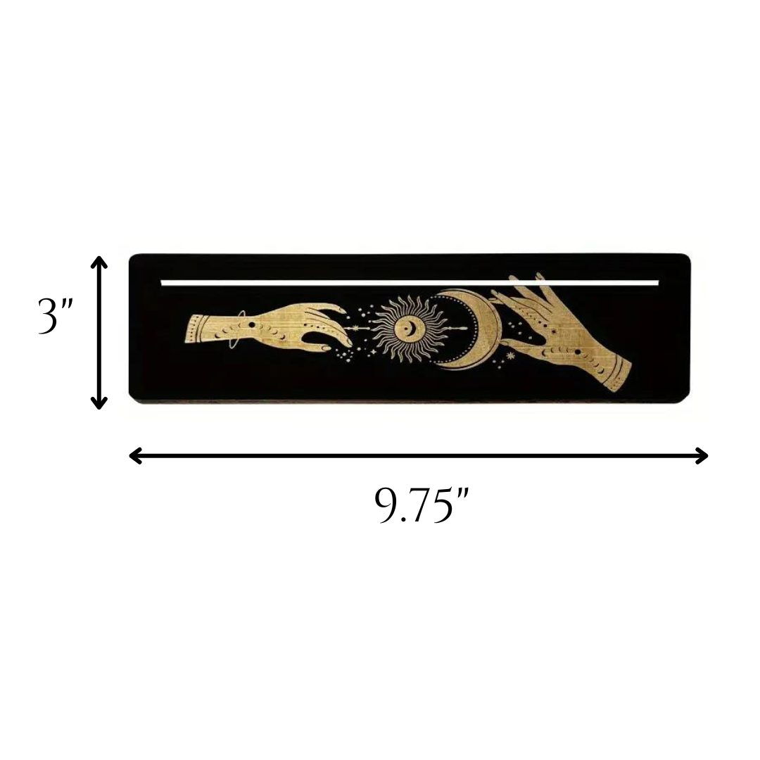 Celestial Hands Wooden Tarot Card Rectangular Holder