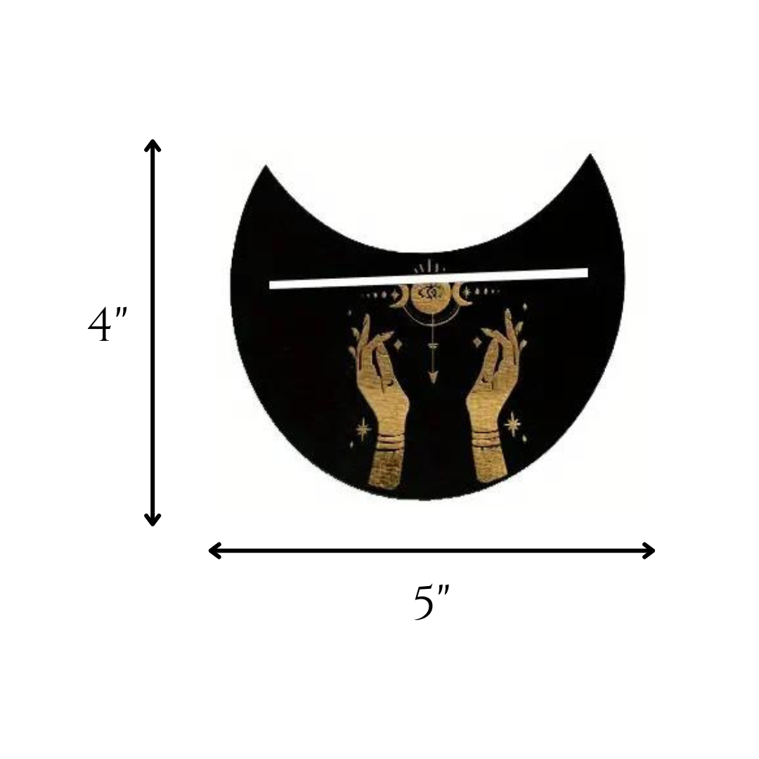 Celestial Connection Wooden Tarot Card Crescent Holder
