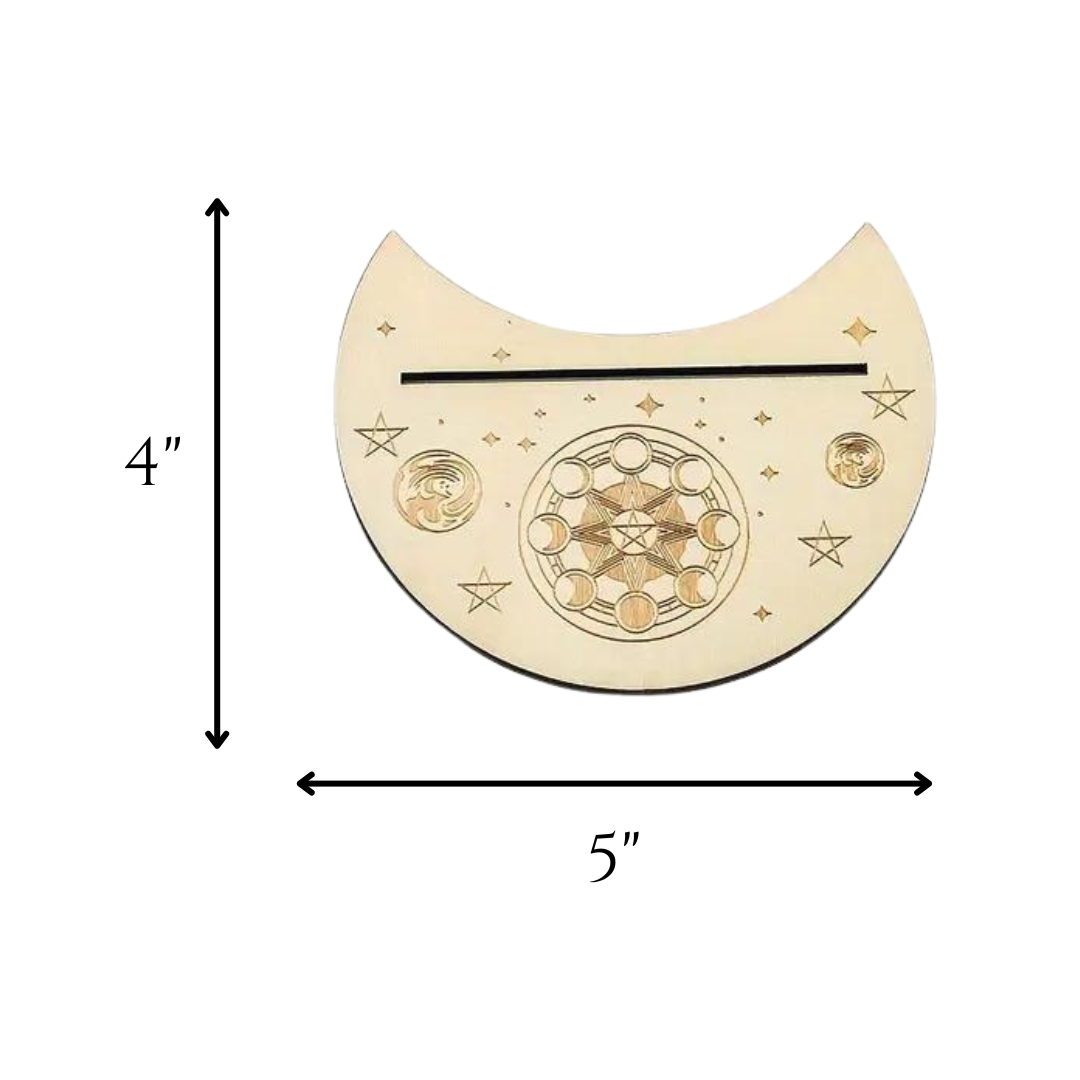 Divination Compass Wooden Tarot Card Crescent Holder