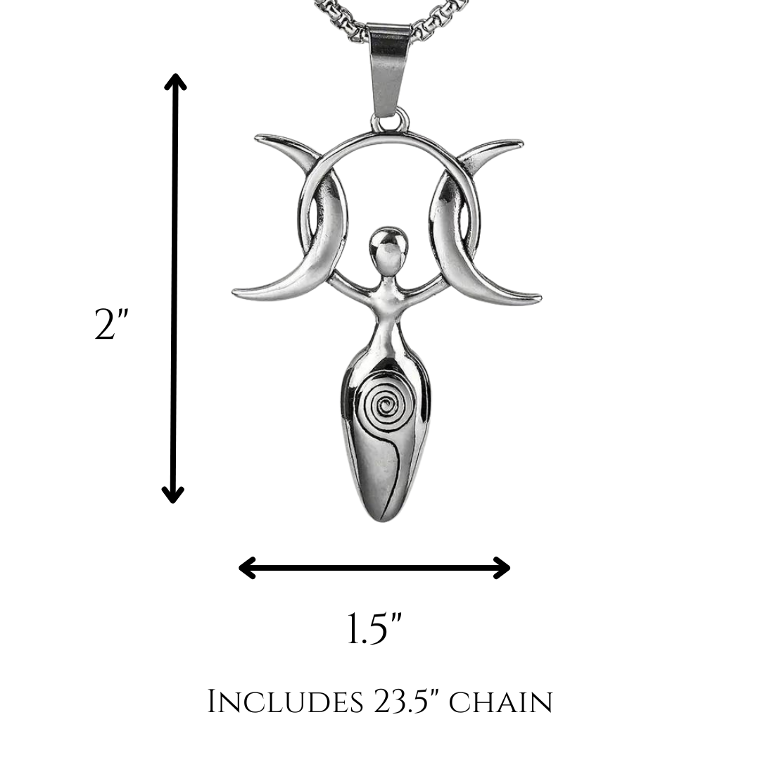 Double Crescent Moon Sun Goddess Necklace